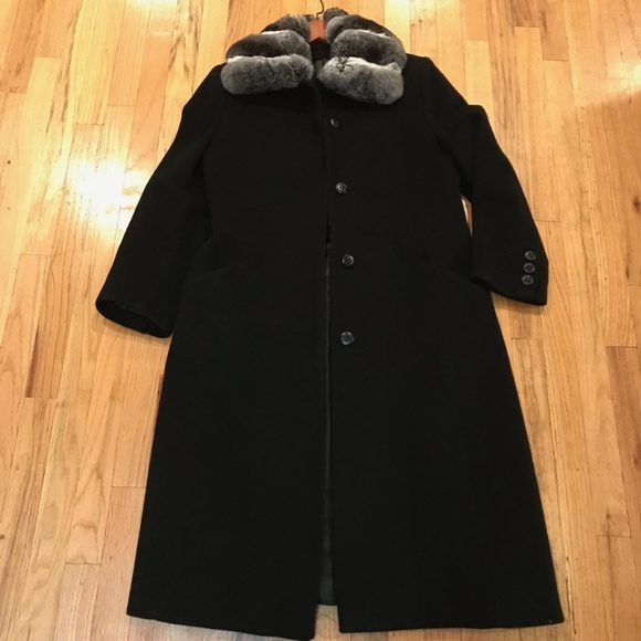 fleurette Jackets & Blazers - Fleurette Cashmere Coat -Rabbit Fur collar size 8